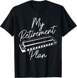 Harmonica Player My Retirement Plan Blues Music Vintage T-Shirt - T-Shirt | Black