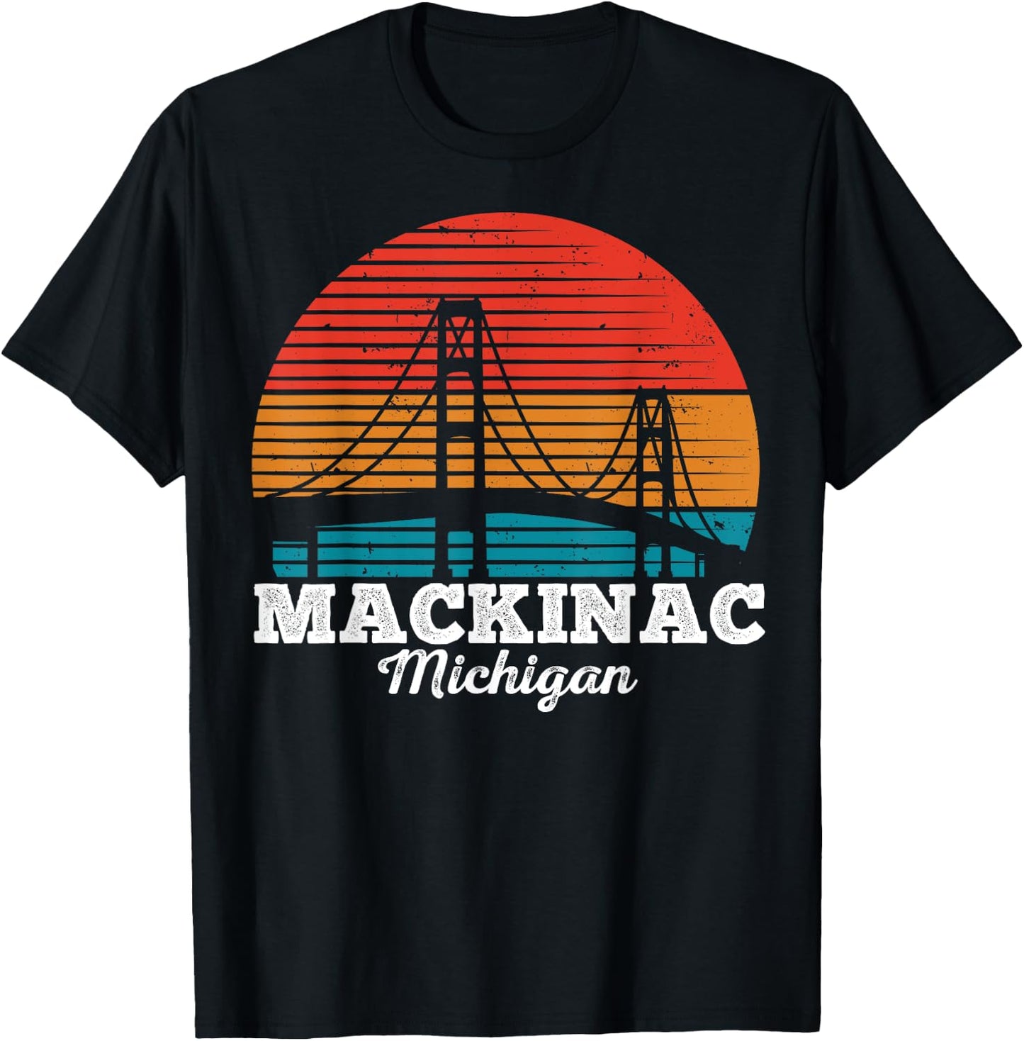 Mackinac Bridge Souvenir Mackinaw Island Retro Michigan T-Shirt - T-Shirt | Black