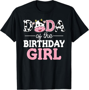 Dada of The Birthday Girl Shirt Farm Cow Dad Daddy 1st T-Shirt - T-Shirt | Black