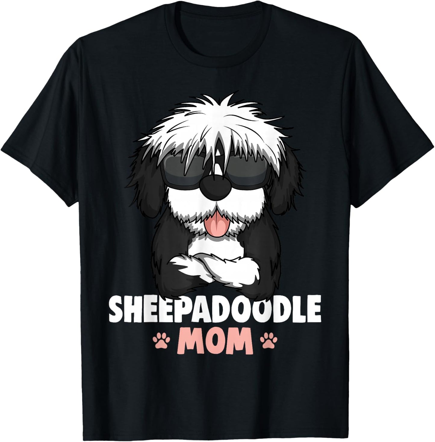 Sheepadoodle Mom Dog T-Shirt - T-Shirt | Black