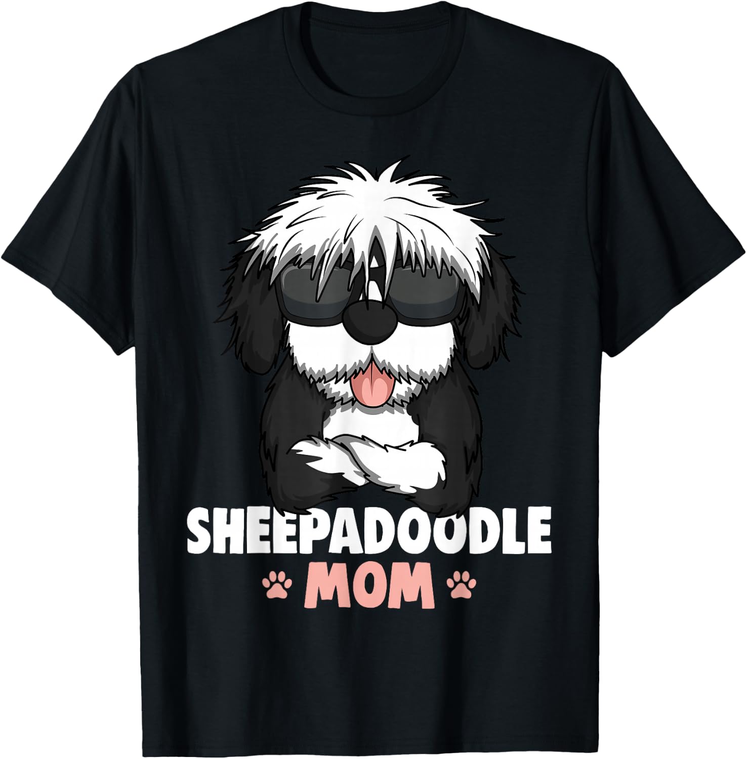 Sheepadoodle Mom Dog T-Shirt - T-Shirt | Black