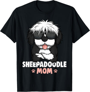 Sheepadoodle Mom Dog T-Shirt - T-Shirt | Black