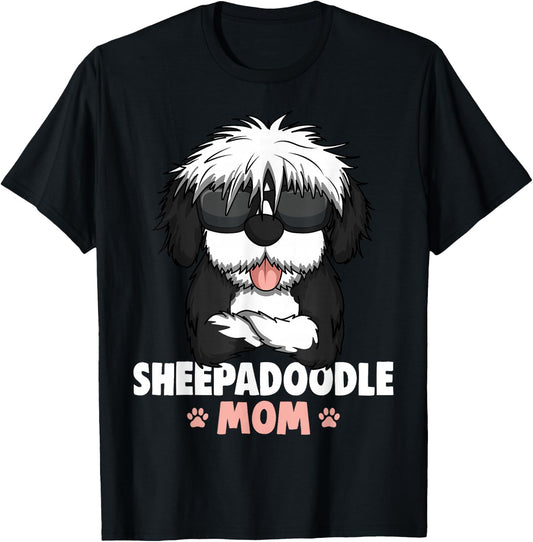 Sheepadoodle Mom Dog T-Shirt - T-Shirt | Black