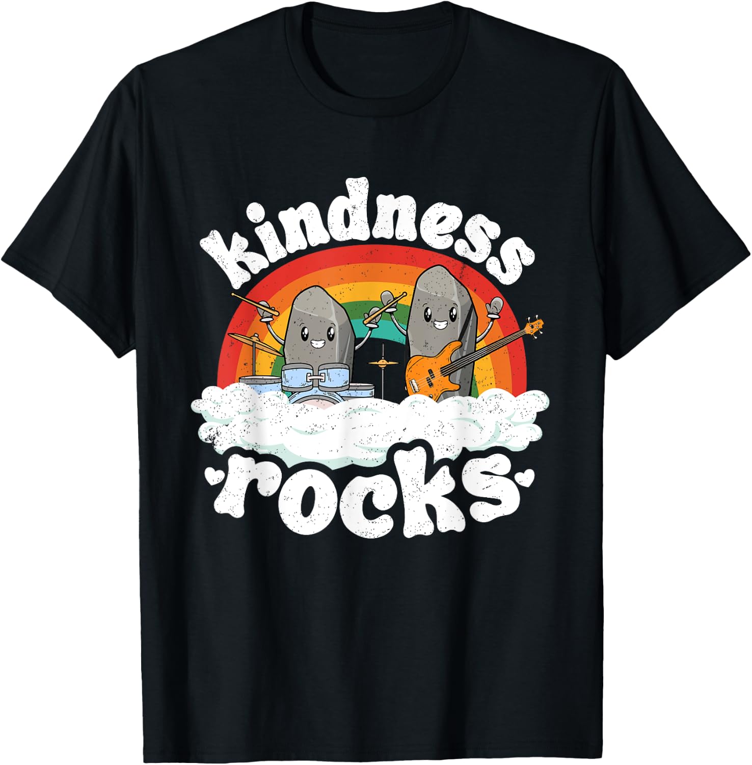 Anti Bullying Rainbow Hippie Music Teacher Kindness Rocks Women Kids T-Shirt - T-Shirt | Black