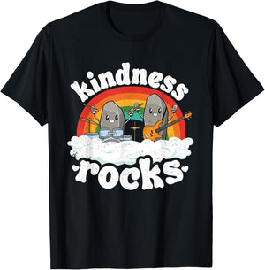 Anti Bullying Rainbow Hippie Music Teacher Kindness Rocks Women Kids T-Shirt - T-Shirt | Black
