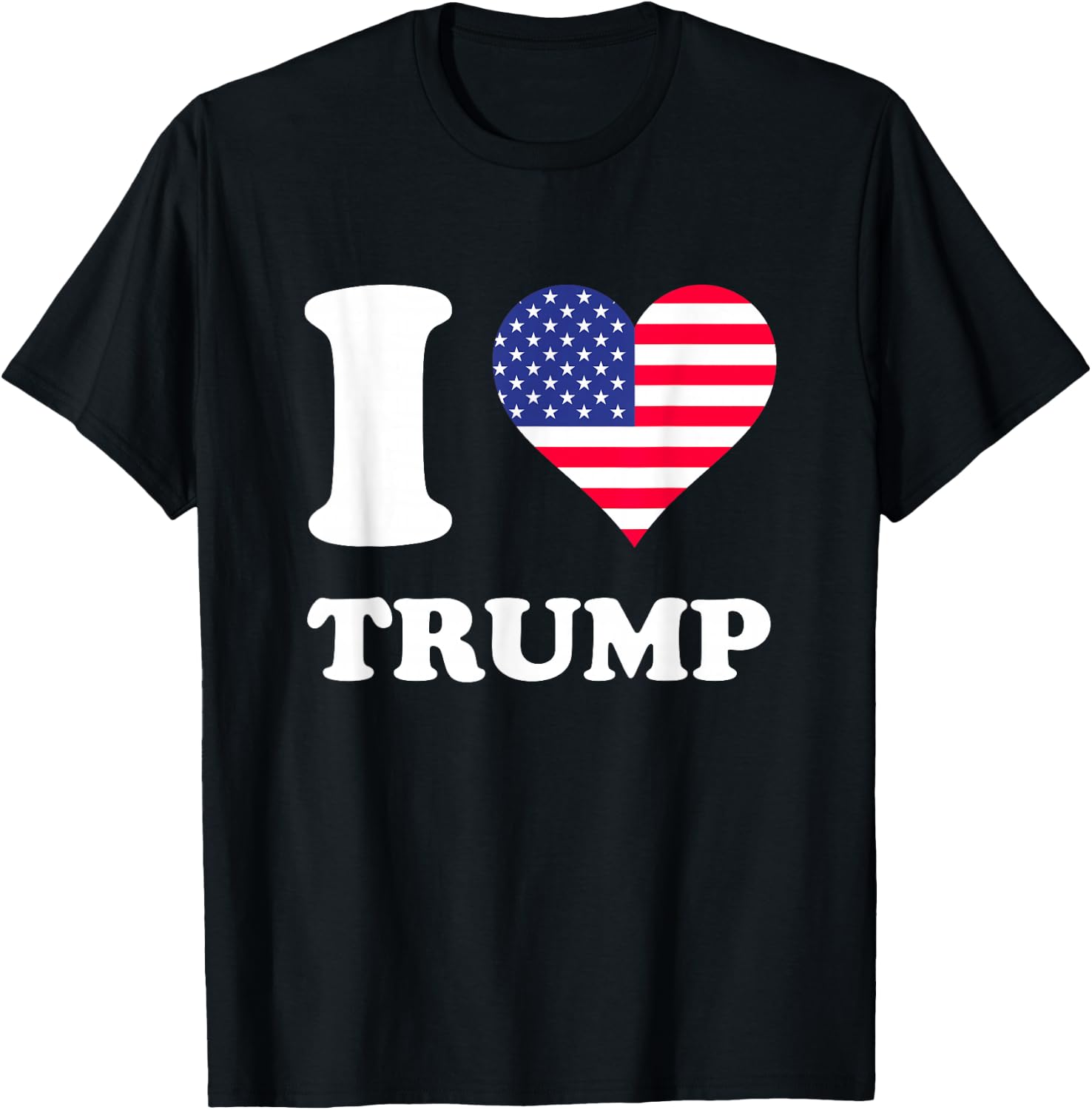 USA Flags Heart I Love Trump T-Shirt - T-Shirt | Black