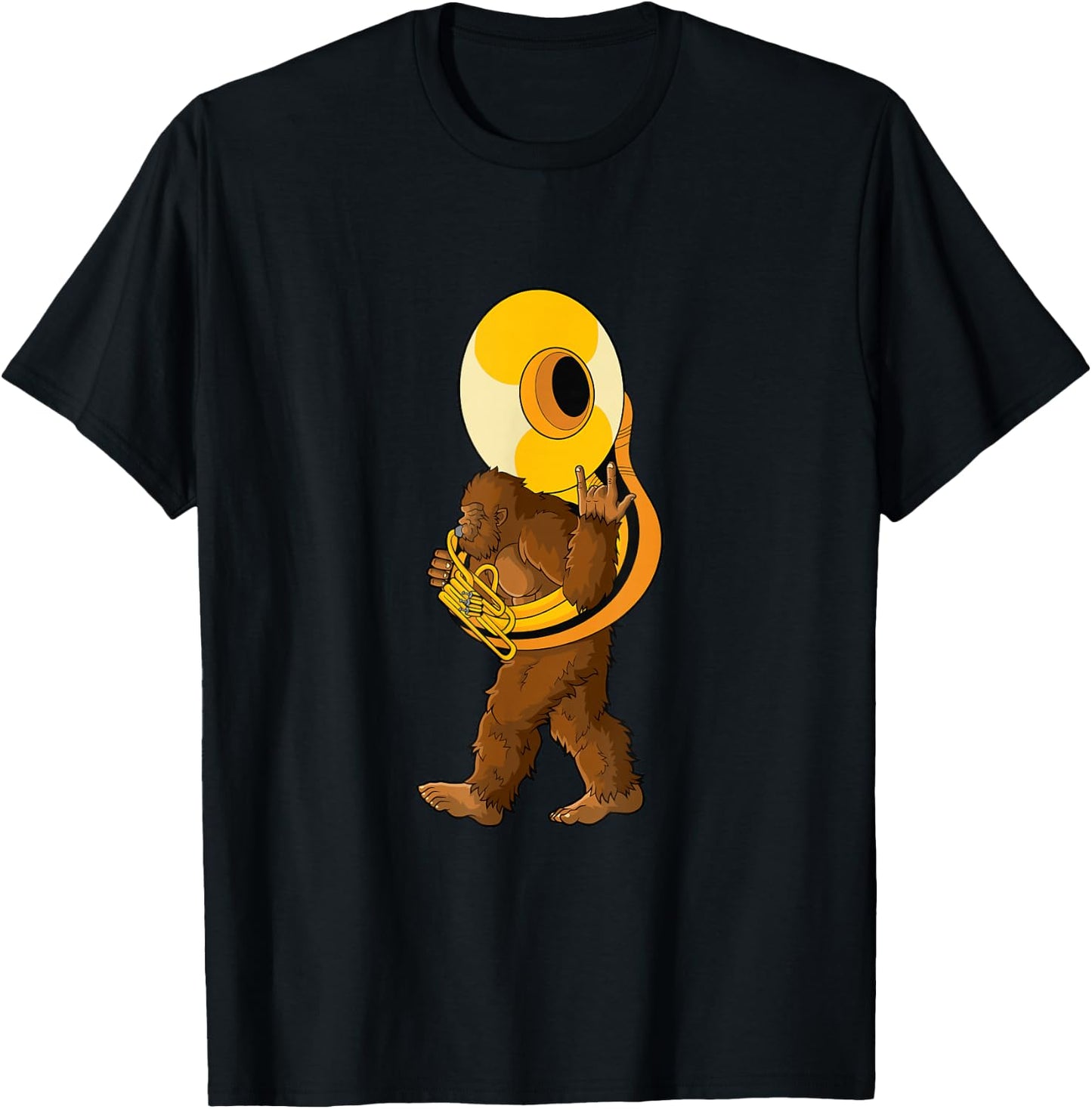 Marching band gifts for musicians Bigfoot Playing Sousaphone Instrument Tuba T-Shirt - T-Shirt | Black