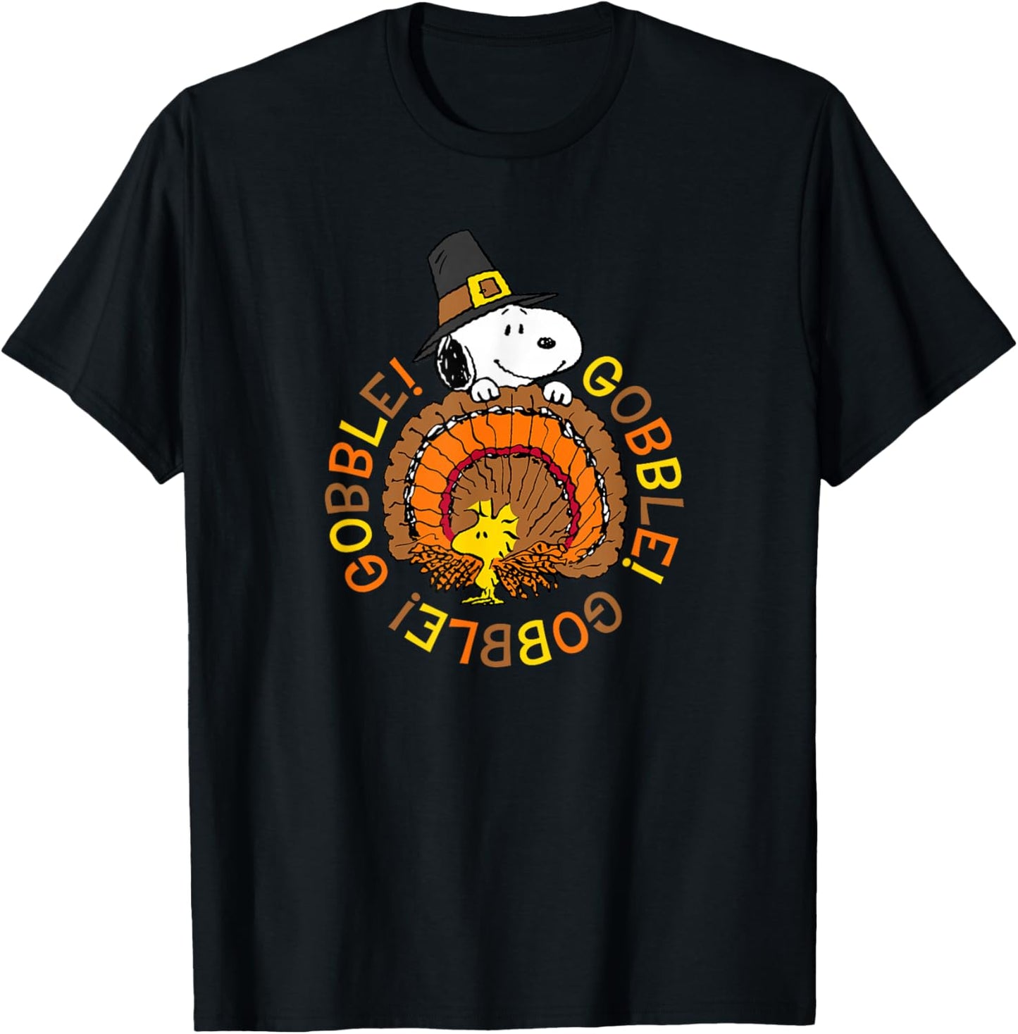 Peanuts Snoopy and Woodstock Thanksgiving Gobble T-Shirt - T-Shirt | Black
