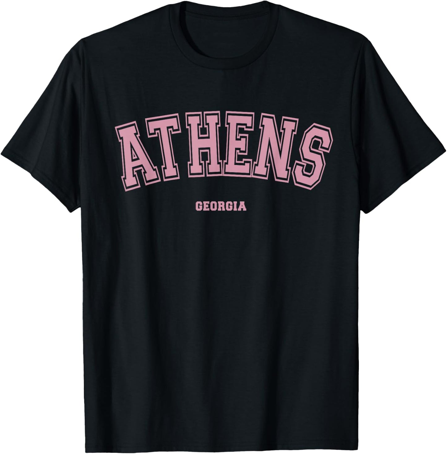 Pink Athens Georgia GA Varsity Style on Athens T-Shirt - T-Shirt | Black