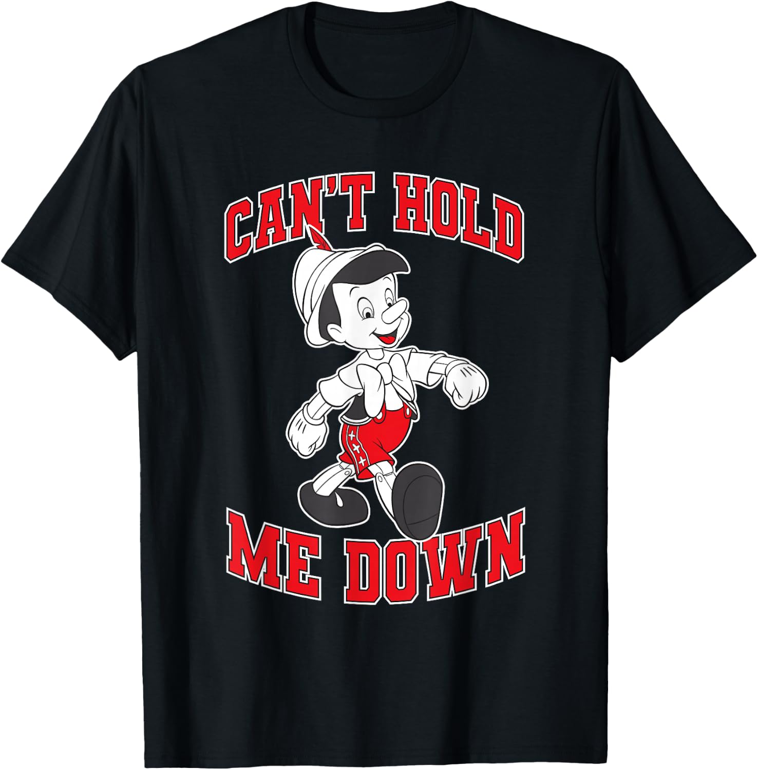 Disney Pinocchio Can't Hold Me Down Vintage Portrait T-Shirt - T-Shirt | Black