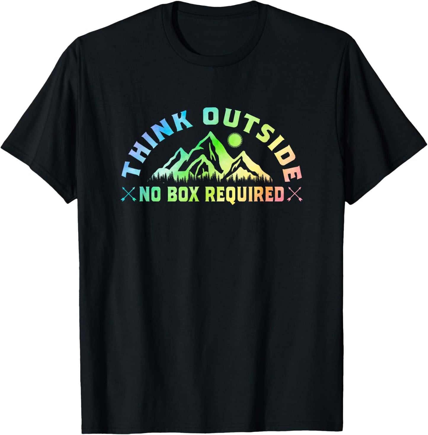 Think Outside No Box Required Hiking Trekking Nature Hiker T-Shirt - T-Shirt | Black