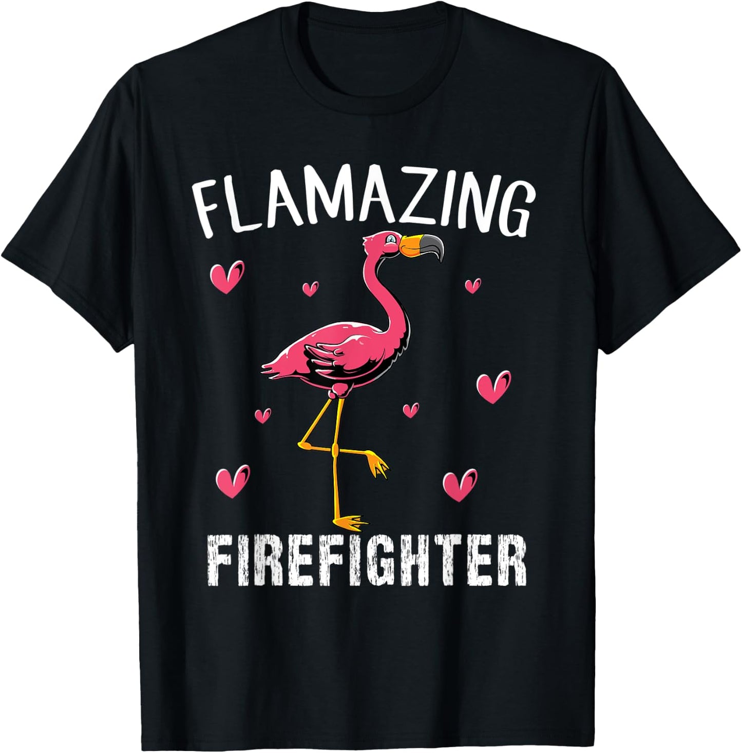 Flamingo bird Funny Flamazing FIREFIGHTER T-Shirt - T-Shirt | Black