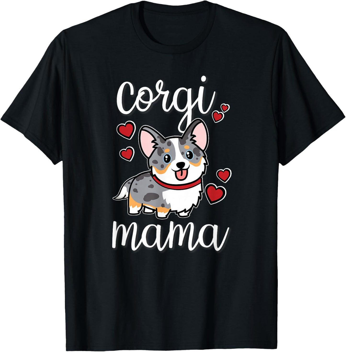 Funny Kawaii Mama Mom Cardigan Blue Merle Corgi Lover T-Shirt - T-Shirt | Black