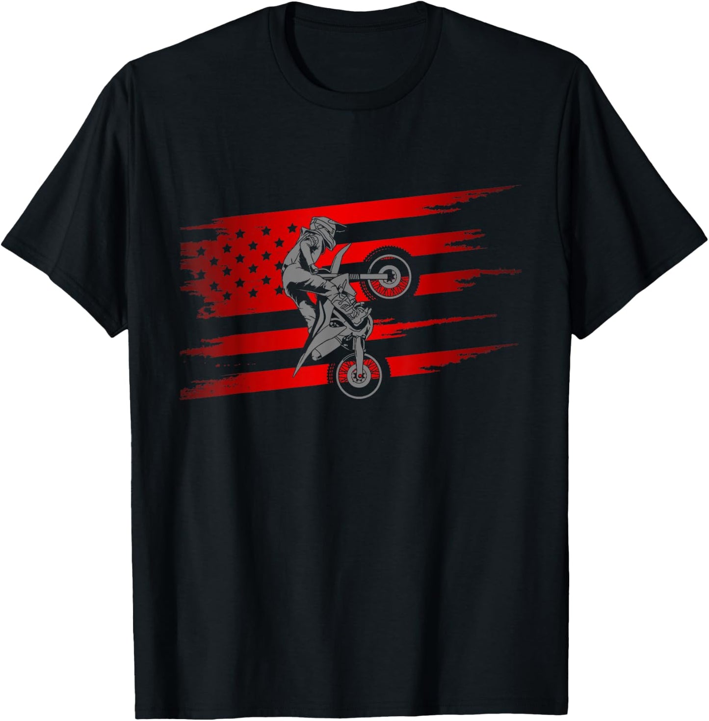 American Flag Motocross Apparel - Motocross Dirt Bike Girls Kids Men T-Shirt - T-Shirt | Black