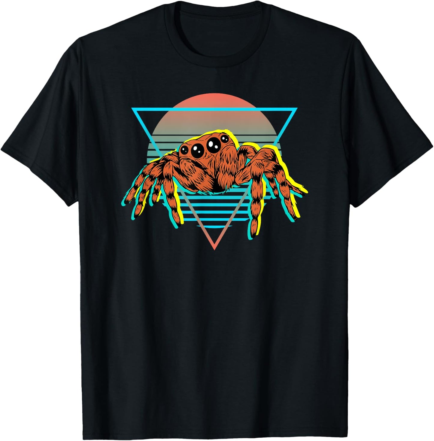 Retro Vintage 70s 80s Style Vaporwave Pet Jumping Spider T-Shirt - T-Shirt | Black