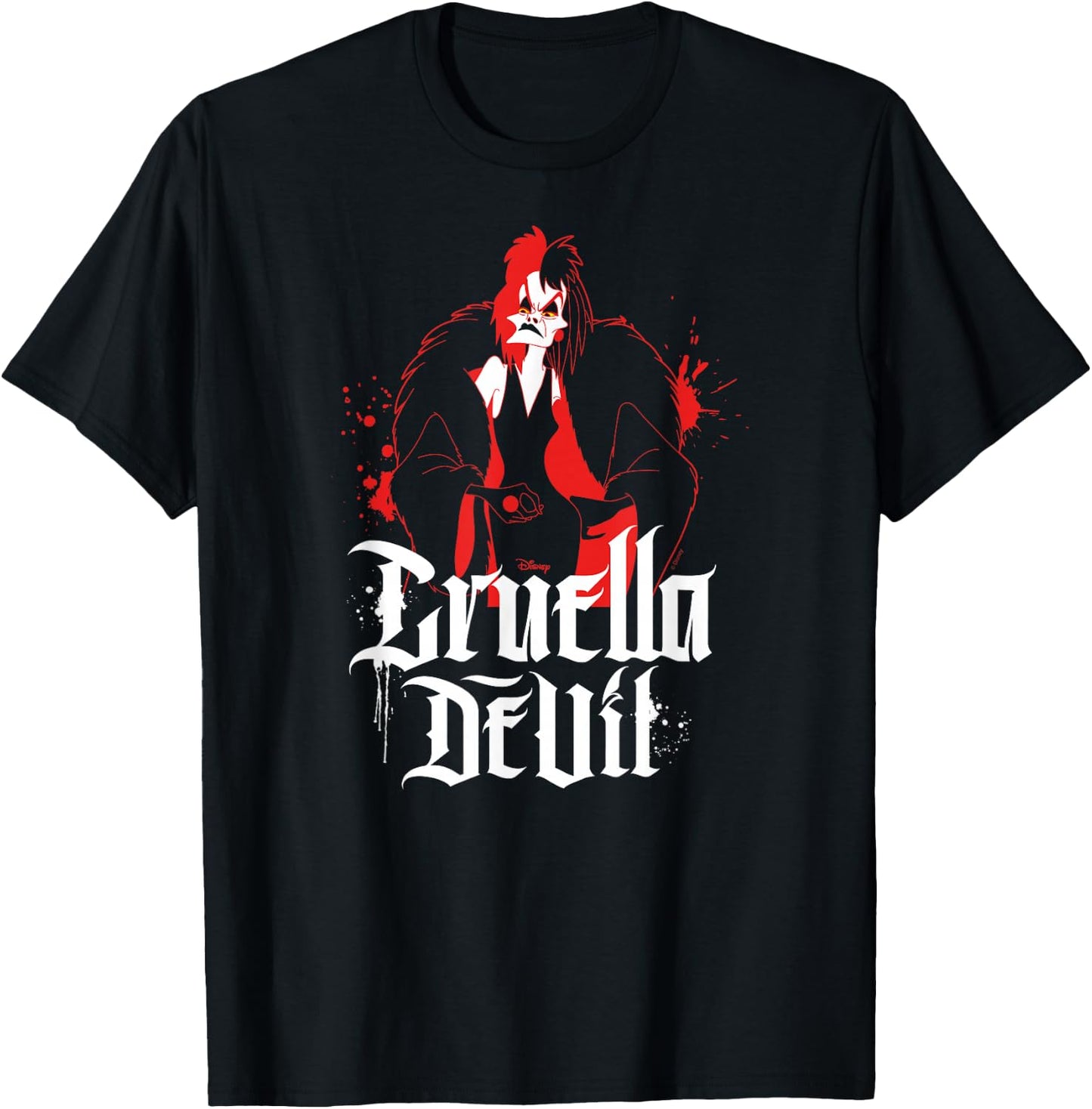 Disney Villains - Cruella De Vil Character Splatter T-Shirt - T-Shirt | Black