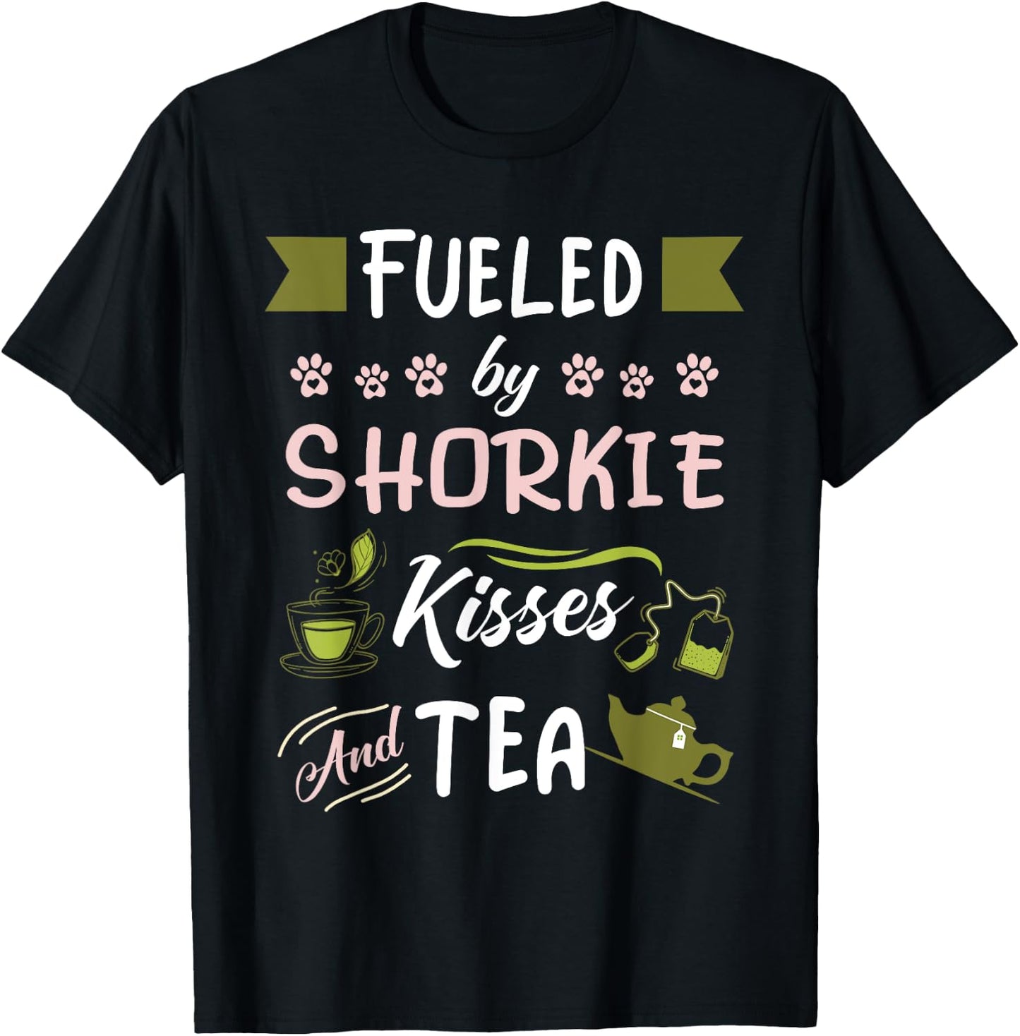 Shorkie Mom Tea Lover Dog Pet Owner T-Shirt - T-Shirt | Black