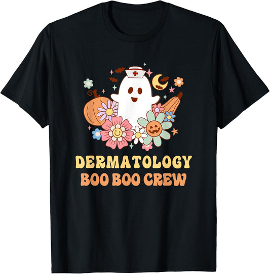 Dermatology Boo Boo Crew Nurse Halloween T-Shirt - T-Shirt | Black