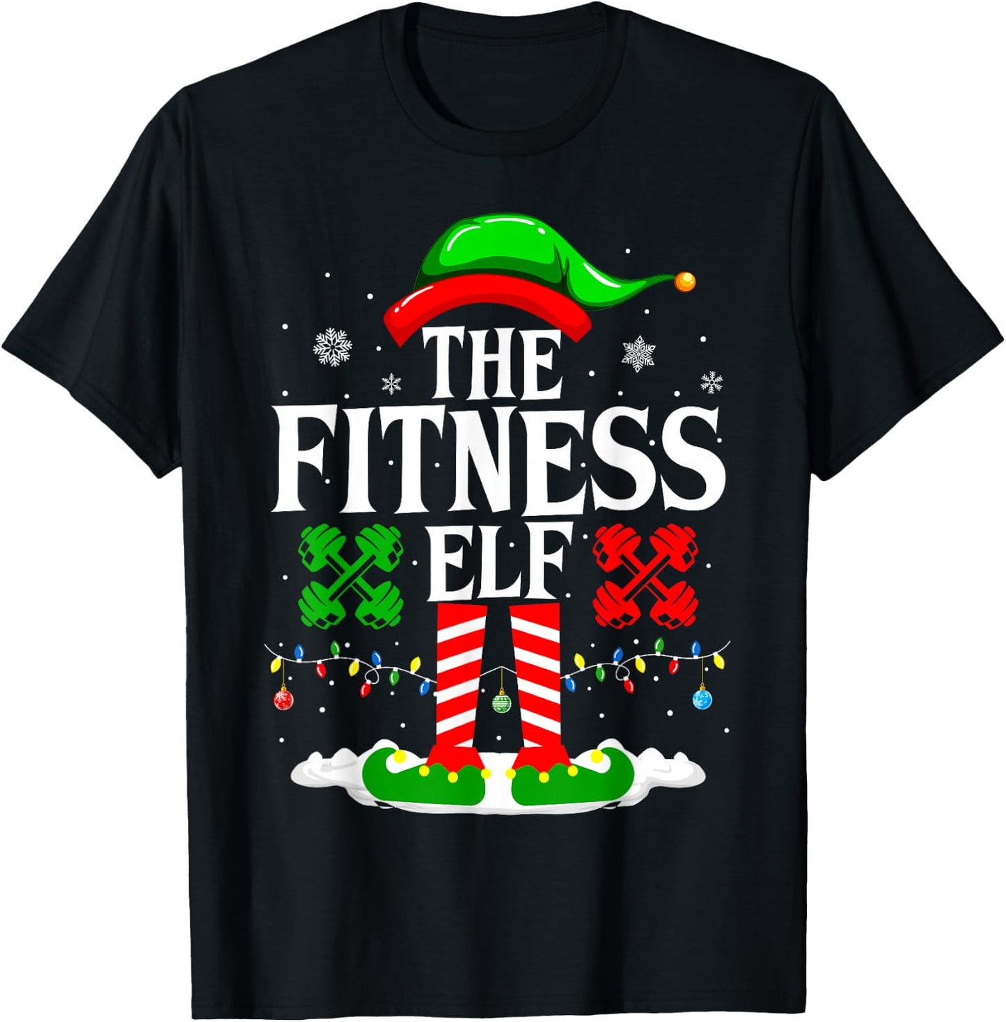 The Fitness Elf Funny Workout Xmas Fitness Christmas Gym T-Shirt - T-Shirt | Black