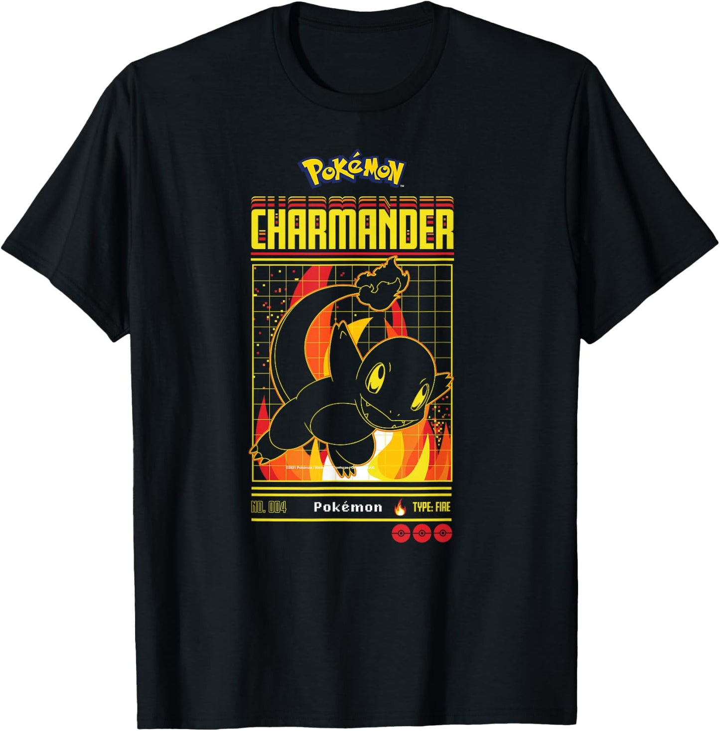 Pokémon - Charmander Retro Gamer T-Shirt - T-Shirt | Black