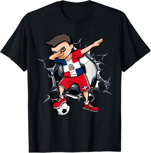 Dabbing Soccer Boy Dominican Republic Football Fans Jersey T-Shirt - T-Shirt | Black