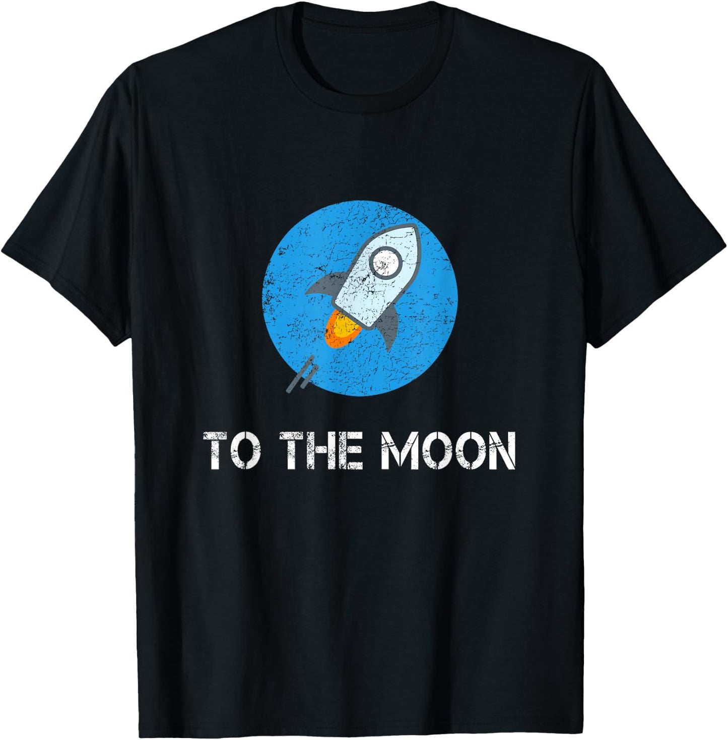 Stellar to the Moon Blue Vintage Distressed Crypto Trader T-Shirt - T-Shirt | Black