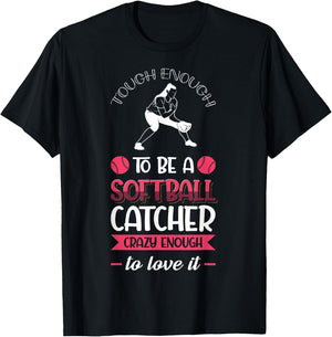 Girl's Youth Crazy Catcher To Be A Softball Catcher Player T-Shirt - T-Shirt | Black