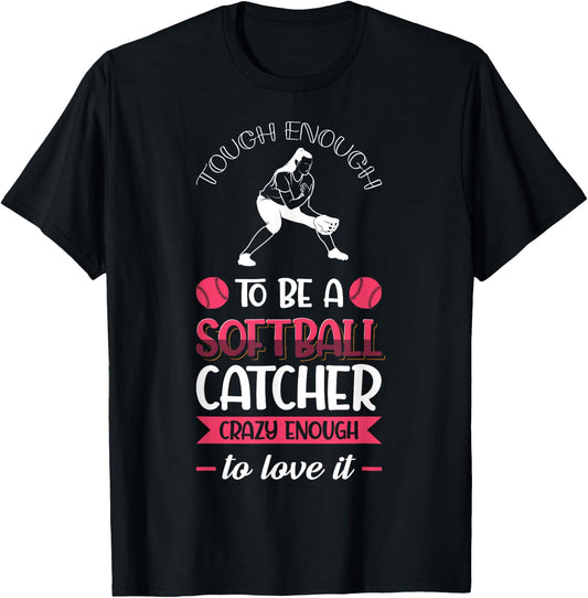 Girl's Youth Crazy Catcher To Be A Softball Catcher Player T-Shirt - T-Shirt | Black