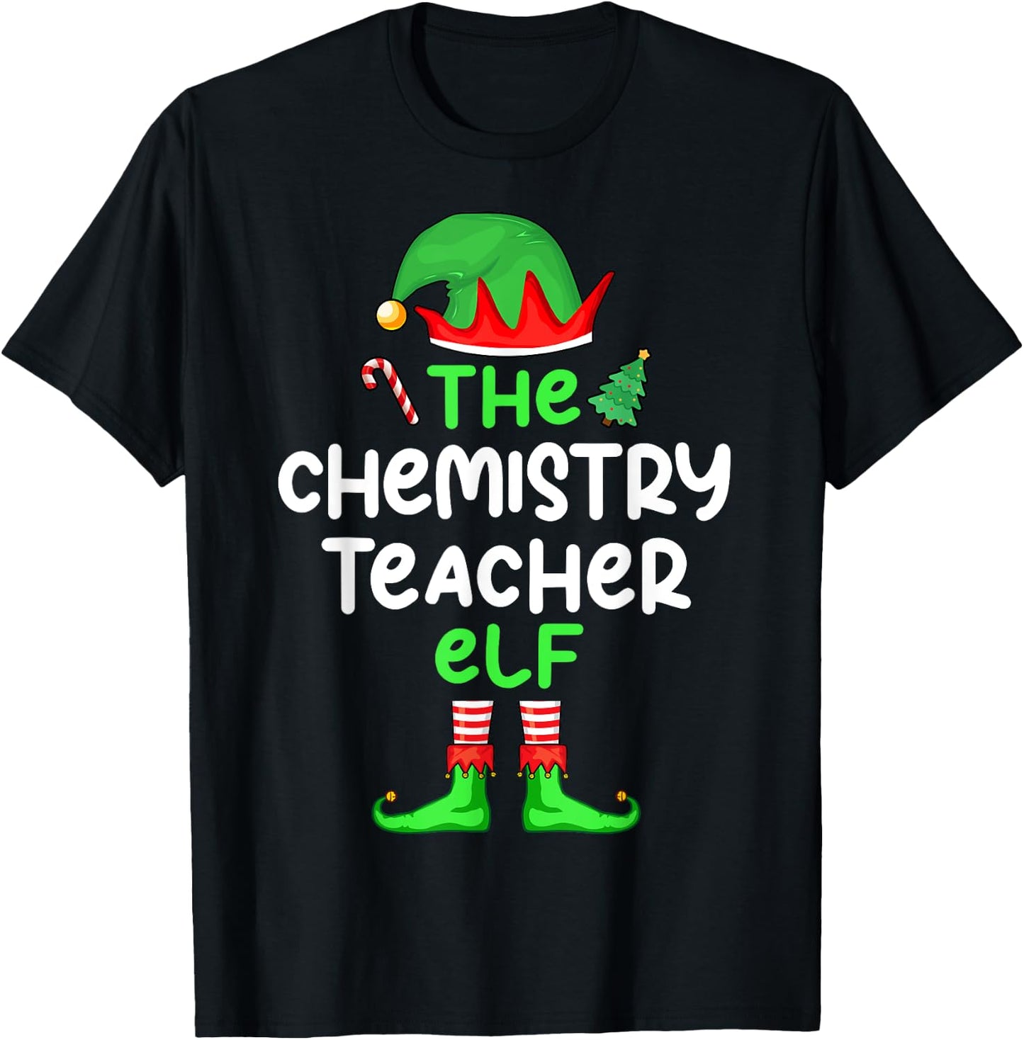 I'm The Chemistry Teacher Elf Christmas Matching Pajama T-Shirt - T-Shirt | Black