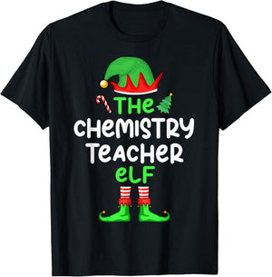 I'm The Chemistry Teacher Elf Christmas Matching Pajama T-Shirt - T-Shirt | Black