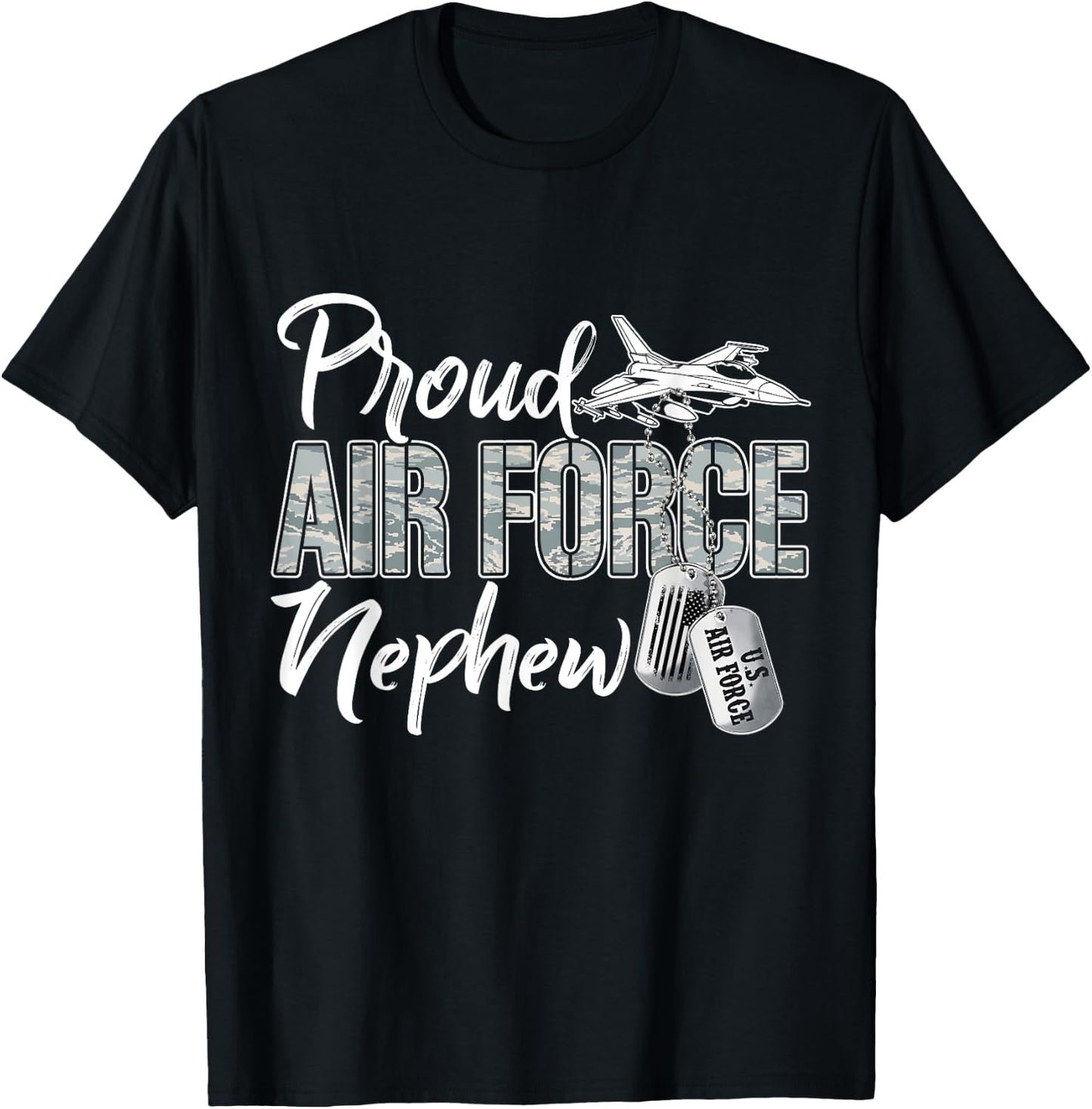 Proud Air Force Nephew Air Force Graduation USAF Nephew T-Shirt - T-Shirt | Black