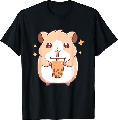 Kawaii Cute Hamster Drinking Boba Bubble Milk Tea