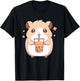 Kawaii Cute Hamster Drinking Boba Bubble Milk Tea T-Shirt - T-Shirt | Black