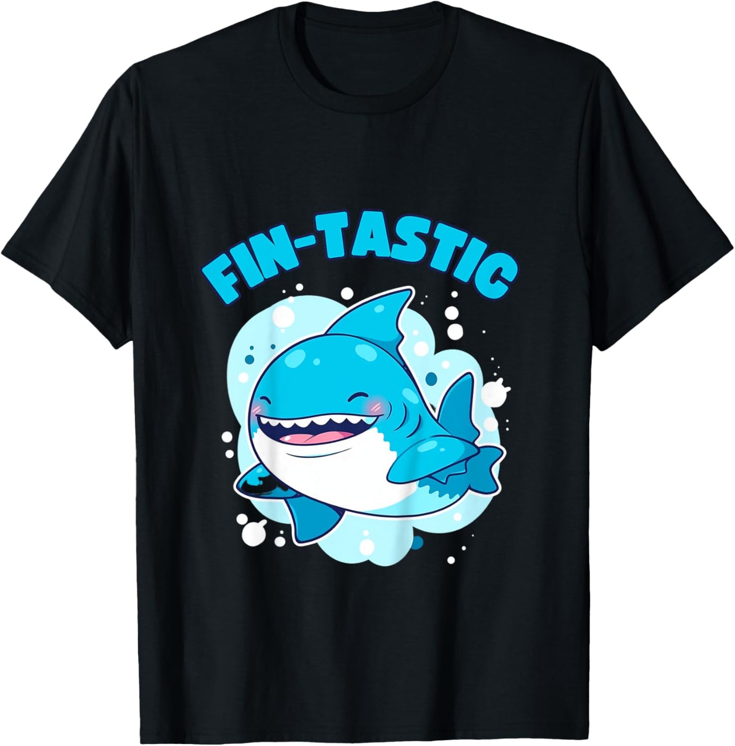 Fin-Tastic Cute Shark Funny Toddler Ocean Theme Sea T-Shirt - T-Shirt | Black