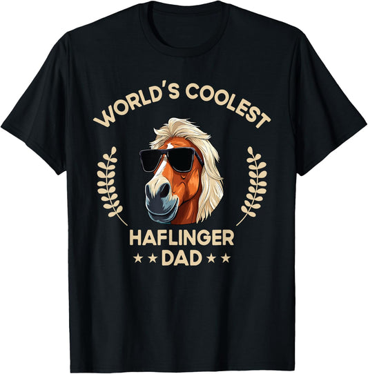 World's Coolest Horse Dad Papa - Farmer Haflinger Horse T-Shirt - T-Shirt | Black