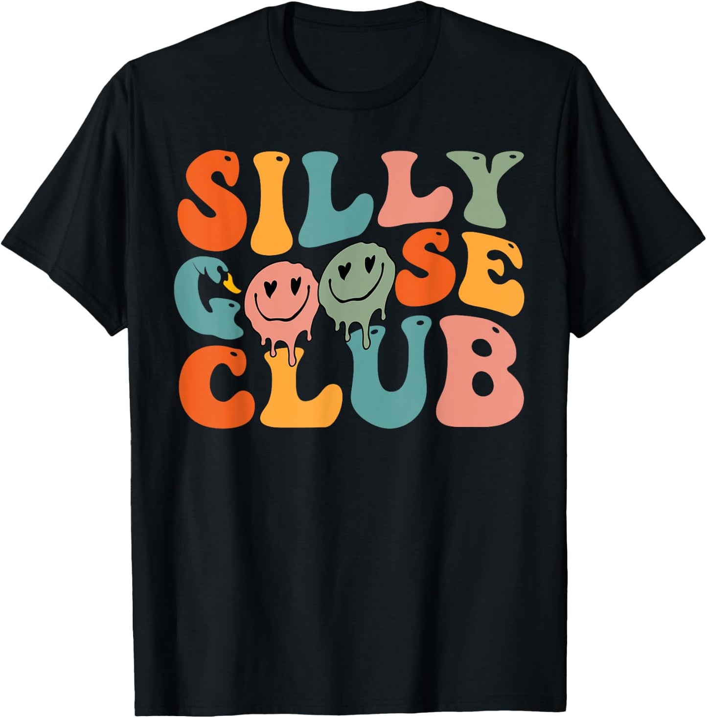 Silly Goose Club Silly Goose Meme Smile Face Trendy Costume T-Shirt - T-Shirt | Black