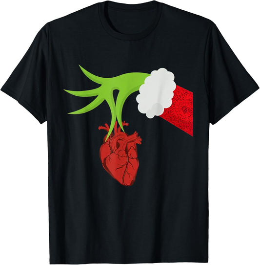 Christmas Cardiac Nurse Heart Anatomy Cardiology RN Nursing T-Shirt - T-Shirt | Black