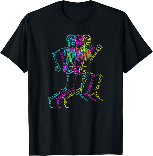 Nerdy Skeleton Bones Labeled Funny Halloween Human Anatomy T-Shirt - T-Shirt | Black