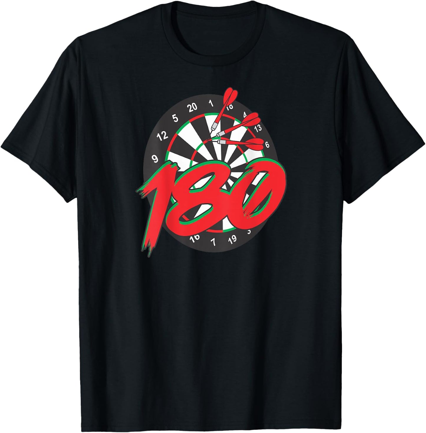 Dart Design on the back - Dartboard - 180 - Triple-20 T-Shirt - T-Shirt | Black