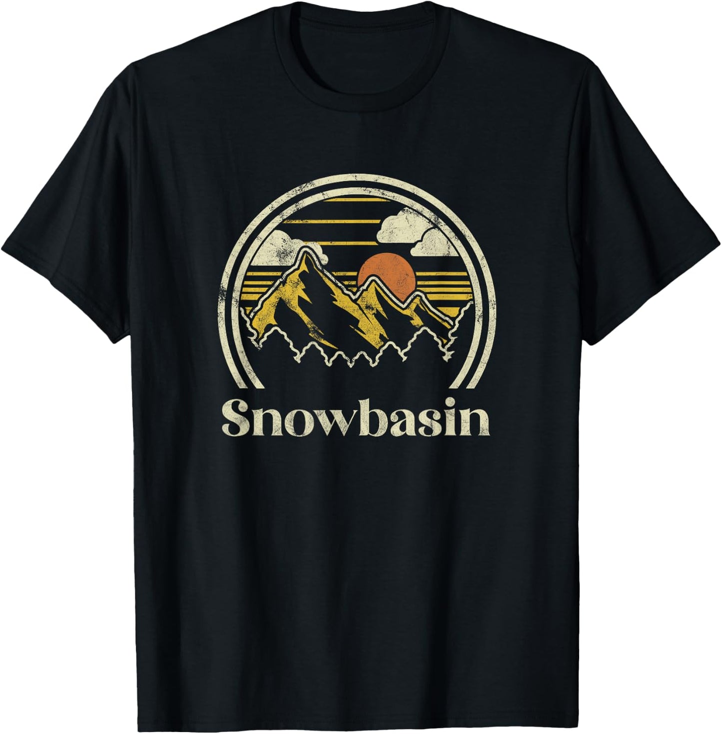 Snowbasin Mountains Utah Hiking Outdoors Retro T-Shirt - T-Shirt | Black