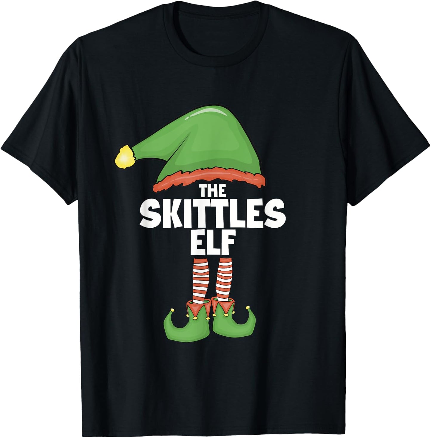 Skittles Elf Family Xmas Holiday Santa Elf Christmas T-Shirt - T-Shirt | Black