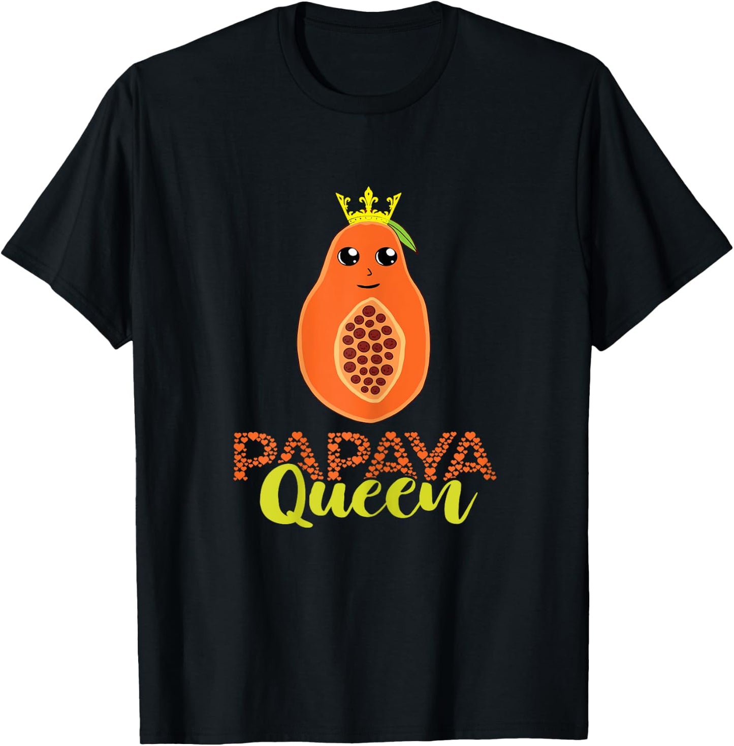 Papaya Queen Crown Papaya Lover Summer Fruit Papaya Fruit T-Shirt - T-Shirt | Black
