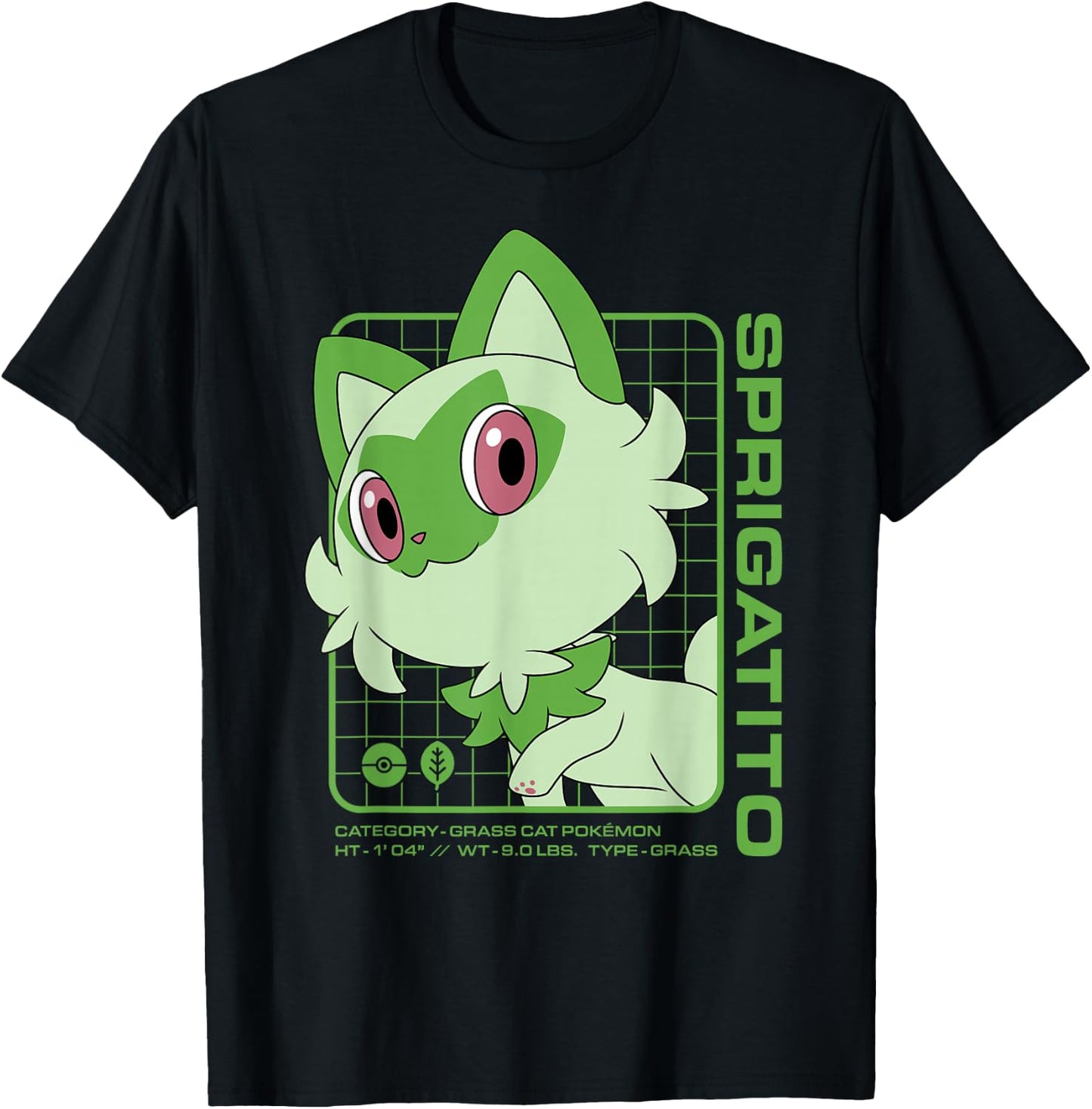 Pokémon - Sprigatito Stats T-Shirt - T-Shirt | Black