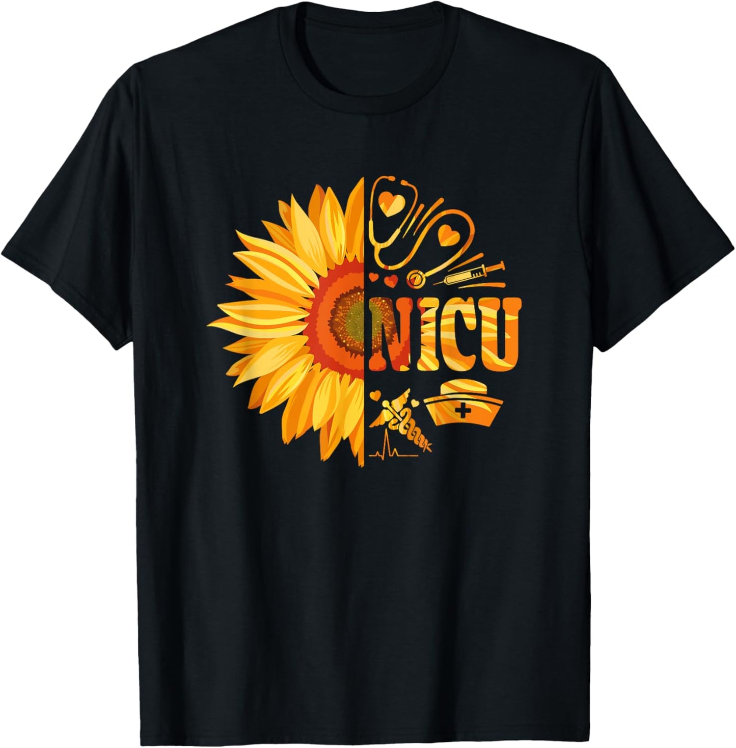 Sunflower NICU - Nursing Neonatal Intensive Care Unit T-Shirt - T-Shirt | Black