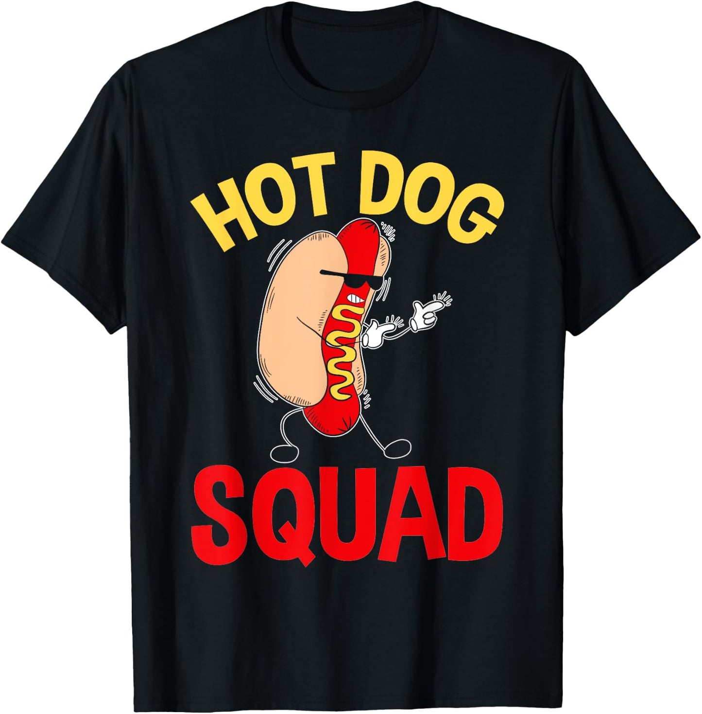 Funny Hot Dog Squad Hot Dog Men Women Girls Kids T-Shirt - T-Shirt | Black