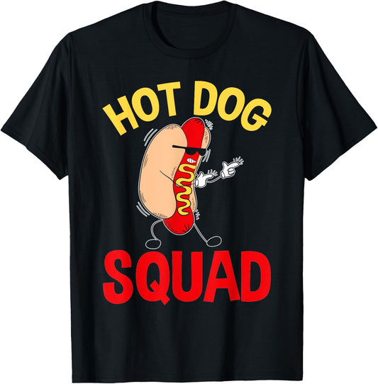 Funny Hot Dog Squad Hot Dog Men Women Girls Kids T-Shirt - T-Shirt | Black