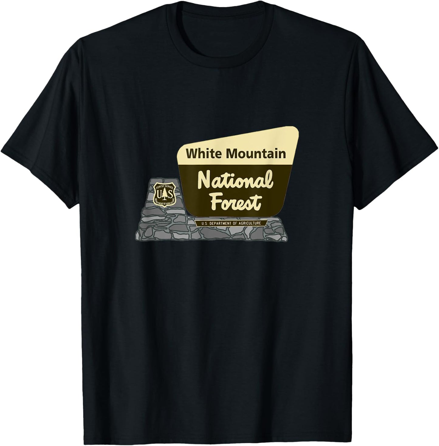 White Mountain National Forest Welcome Sign T-Shirt - T-Shirt | Black