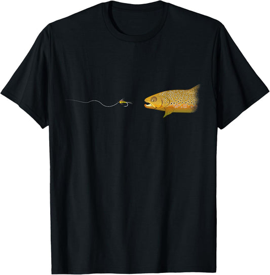 Fly Fishing Brown Trout Dry Fly Tying Fisherman T-Shirt - T-Shirt | Black