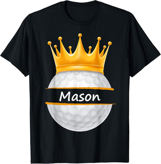 Novelty Golf Personalized Name Mason Sports Dad T-Shirt - T-Shirt | Black