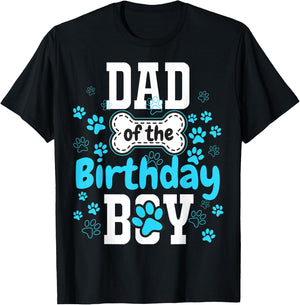Dad of The Birthday Boy Dog Paw Pet Matching Family Party T-Shirt - T-Shirt | Black